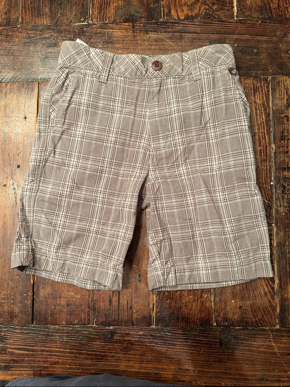 Tony Hawk Kids Plaid Cotton Blend Shorts - Brown. Size 6